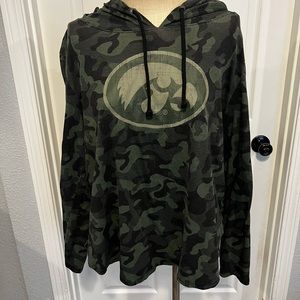 Camo Iowa hooded long sleeve shirt
